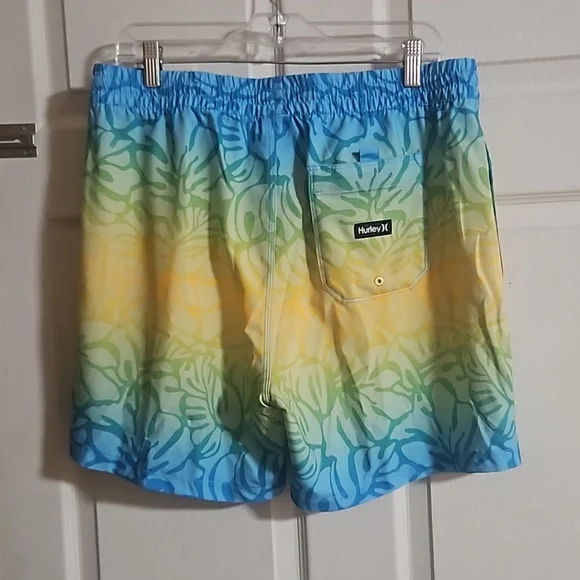 Hurley Men's Cannonball Volley SWIM SHORTS: BLUE/YELLOW/GREEN: NEW WITH TAGS: L